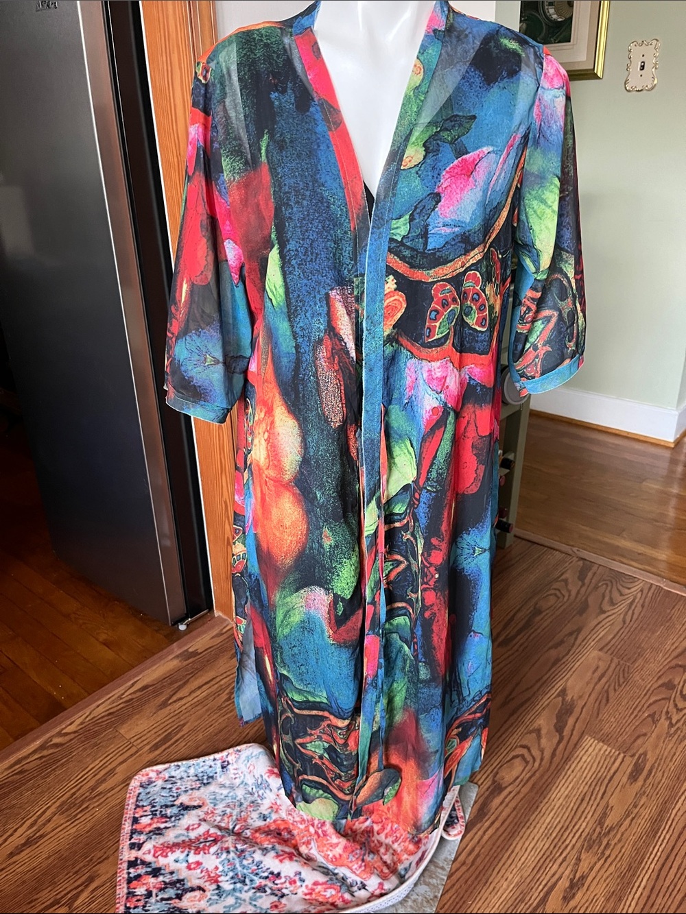 Multicolor Abstract Print Women's Kimono NWOT Matching dress free if avail.